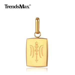Mens Gold Plated Stainless Steel Religion Medallion Pendant Charm only (17*13mm) - Imagen 1 de 2