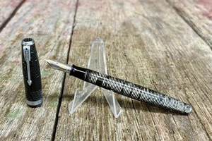 Pluma Estilográfica Vacumática Vintage Años 30/40 Parker Azul Joya Plata Perla 14KT Nueva en Caja - Imagen 1 de 21