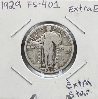1929 Standing Liberty Quarter 25C Obverse Die Clash FS-401 Extra E Extra Star #2 - Image 1 of 4