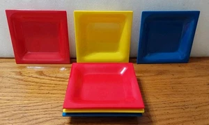Melamine Appetizer Plates Set 6 4.5'' Square w Dip Cookies Nuts Crafts Beads - Picture 1 of 2