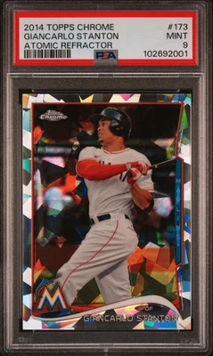 2014 TOPPS CHROME ATOMIC REFRACTOR #173 GIANCARLO STANTON 5/10 PSA 9 - Image 1 of 2