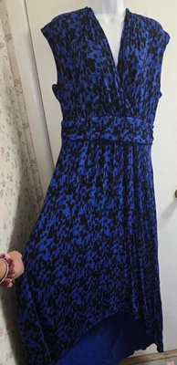 Apt.9 Blue/Black Sleeveless; Stretchy Long Bias/Cut Hem Maxi Dress; Sz-XL - Image 1 of 4