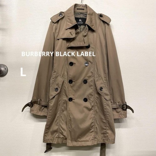 Trench cappotto Burberry nero etichetta cotone bordo pelle beige lungo taglia L