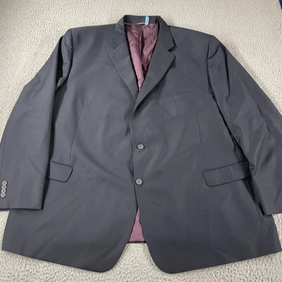 Jack Victor Clásico Rochester Traje Abrigo Blazer Talla 56R Lana Poli Azul Negro Foto 1 de 4