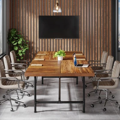6FT Conference Table Rustic Rectangle 70.8" W x 35.4" D Meeting Table Modern - Image 1 of 4