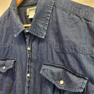 Vintage Duke Haband Pearl Snap Denim Shirt Mens XL Blue Western Cowboy - Image 1 of 4