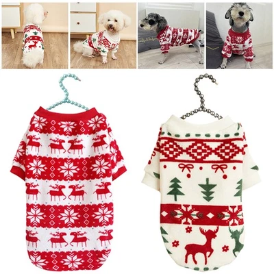 Puppy Dog Clothes Christmas Pet Fleece Pullovers T-shirt Sweater For Small Dogs - Image 1 of 4