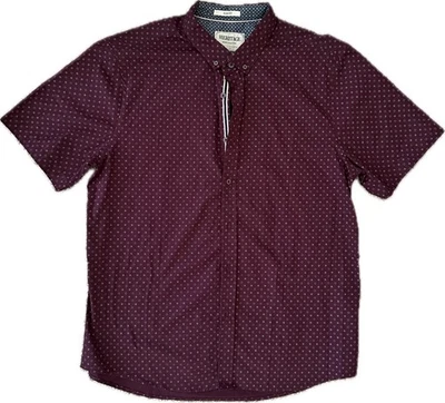 Men’s NWT Heritage Report Collection Short Sleeve Button Down, Size XL Burgandy - Image 1 of 4