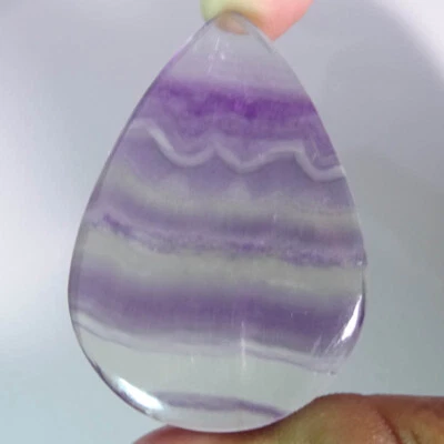 81.45 Cts, Natural Purple Fluorite Pear Shape Cabochon Loose Gemstone 30X47X6 mm - Image 1 of 4