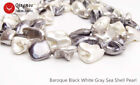 13-25 mm baroque noir blanc gris mer perles coquille de mer pour collier de perles à faire soi-même
