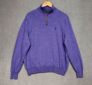 Ralph Lauren Polo Golf Maglione Uomo XL Lana Merino Quarto Zip Pullover *Difetto - Foto 1 di 12