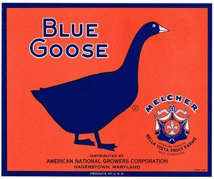 ORIGINAL CRATE LABEL VINTAGE BLUE GOOSE BALLY PENNSYLVANIA HAGERSTOWN MARYLAND - Picture 1 of 1
