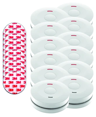 10er Rauchmelder  Set Jeising SD-432 mit Klebepad ,langlebige 10 Jahres Batterie - Bild 1 von 4