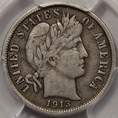 1913-S Barber Dime PCGS VF-25 Cover