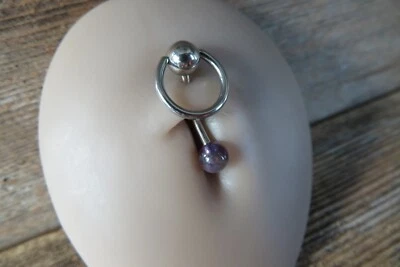 Amethyst Stone Slave Knocker 316L Surgical Steel  Belly Ring VCH - Image 1 of 4