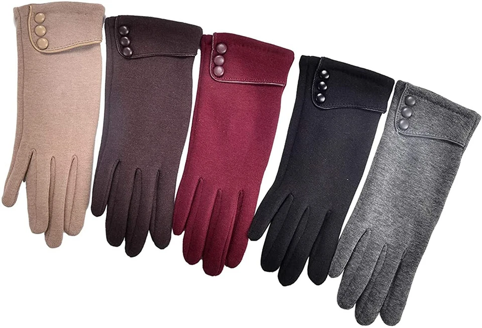 Touch Screen Womens Genuine Leather Gloves Thermal Fleece warm Premium Quality - Image 1 of 4