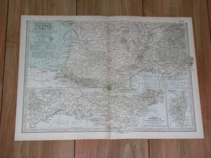 1897 ORIGINAL ANTIQUE MAP OF SOUTHERN FRANCE/ FRENCH RIVIERA INSET MAP - Picture 1 of 11