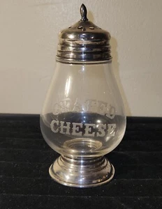 Vin Frank M Whiting Sterling Silver Etched Glass Grated Cheese Shaker 5.75" x 3" - Picture 1 of 13