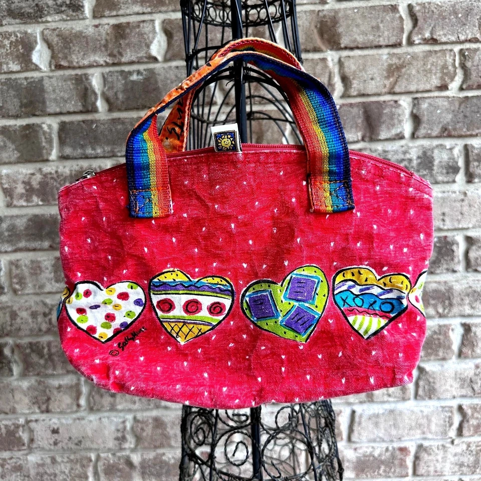 Bolso de Mano de Lona Sally Huss De Colección Love You With My Hearts Rojo Sol N Arena LEER Foto 1 de 4