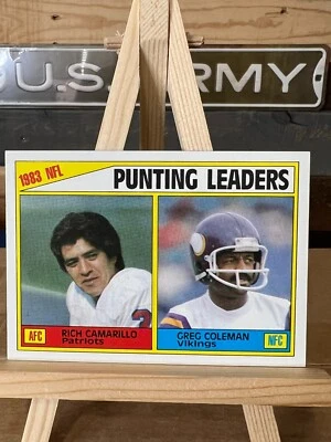 1984 Topps Rich Camarillo Greg Coleman PAtriots Vikings Punt Leaders - Image 1 of 2