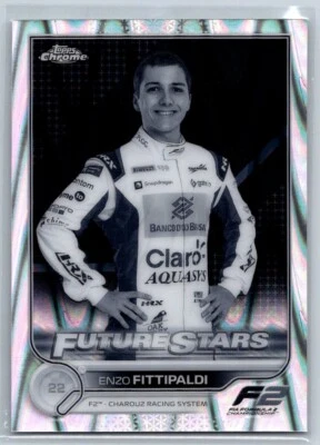 2022 Topps Chrome F1 Black And White Ray Wave Future Stars Enzo Fittipaldi - Image 1 of 2