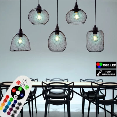 Suspension RGB LED Plafonnier Cage Lampe Suspendue Noire Suspension Dimmable - Photo 1/4