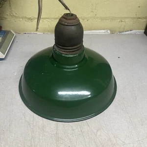 Vintage 14" Porzellan Benjamin grün Emaille Lampe Lampenschirm Industrie Scheune Lite - Bild 1 von 8