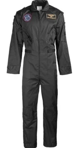 Mil-Tec Kids US Flight Coverall TopGun Patches Flightsuit Airforce Black Size M - Picture 1 of 3