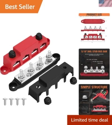 Heavy-Duty 12V Power Distribution Block 250A with 4 Studs for Boats & Vehicles - Image 1 of 4