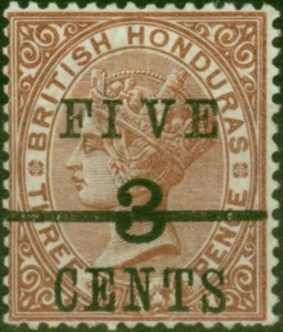 British Honduras 1891 5c on 3c ON 3d Red-Brown SG49a 'Wide Space Between I & - Picture 1 of 1