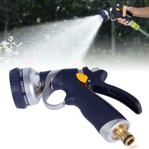High Pressure Metal Water Gun Garden Hose Nozzle Head Sprayer 8 Spray Patterns - Picture 1 of 13