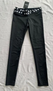 NWT DKNY Kids GIRLS LOGO WAISTBAND BLACK LEGGINGS 16 SZ 16A - Picture 1 of 5