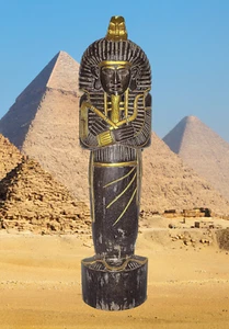 Large 3' Tall King EGYPTIAN PHARAOH GOD Wooden Mummy Casket Sarcophagus Spirit - Picture 1 of 9