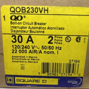 Disyuntor Square D QOB230VH 120/240Vac 30Amp 3 polos 50/60Hz 22.000AIR/A Nuevo - Imagen 1 de 6