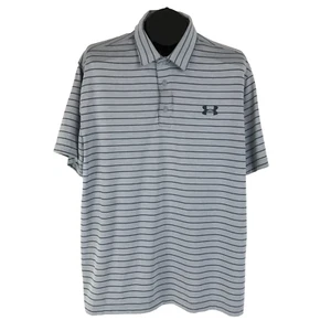 Under Armour Striped Polo Shirt Men's XL HeatGear Loose Fit Short Sleeve Knit - Picture 1 of 12