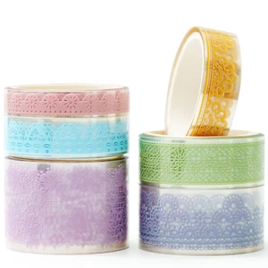 6 Rolls Lace Patterns PET Tapes Floral Arts Decorative Tape Set Adhesive Transpa - Picture 1 of 9