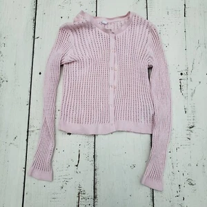Gap Kids Girls Sz 10 Light Pink Crochet Cardigan Sweater W Buttons, Long Sleeve - Picture 1 of 2