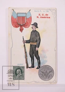 Trading Card Flag, Soldier, Coin, Stamp. Serie A, 26. USA - Spanish Chocolate - Imagen 1 de 2