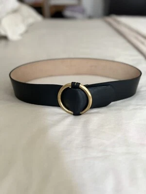 Cinto de couro italiano genuíno vintage St John. Cinto de declaração superdimensionado. Tamanho S - Imagem 1 de 4