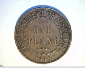 1916 Australia, Lg One Penny, Cir Medium Grade Bronze Coin (Aust-89) - Picture 1 of 2