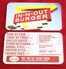 IN N Out Burger Not So « menu secret » carte métal 3 1/2 » x 2 » article promotionnel !