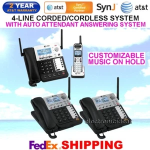AT&T SB67138 4-LINE CORDED/CORDLESS 1 CORDLESS PHONE + 2 CORDLESS DESKSETS - Picture 1 of 2
