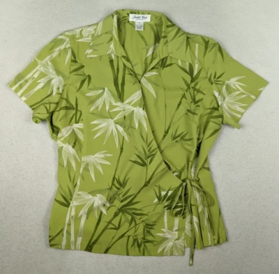 JUDITH HART - TOP ENVOLVENTE MANGA CORTA ESTAMPADO BAMBÚ VERDE MUJER - TALLA 12 Foto 1 de 4