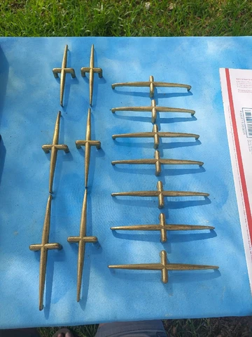13 LARGE Mid Century Modern STARBURST ATOMIC DRAWER PULLS / HANDLES (USED) Cover