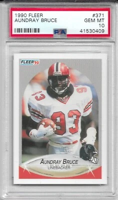 1990 FLEER #371 AUNDRAY BRUCE PSA 10 GEM MINT POP 1 ATLANTA FALCONS - Image 1 of 2