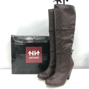 New Hit Hot Knee High Boots UK3 EU36 Brown Leather Changeable Boxed 031370