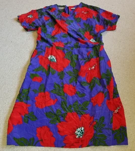 VINTAGE Y2K Womens Dress-LIZ CLAIBORNE-purple/red floral silk wrap dopamine-16 - Picture 1 of 5