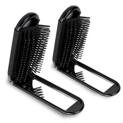 2 Pcs Folding Hair Brushes with Mirror Foldable Pocket Compact Comb for Women - Image 1 of 4