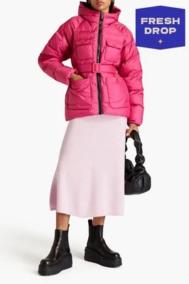RRP €1150 IENKI IENKI Down Quilted Jacket Size M Bright Pink Belted Hooded - Image 1 of 4