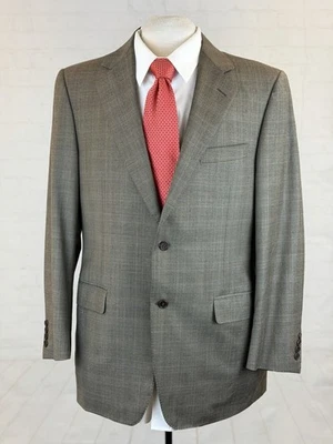 Canali Italy Men's Brown Plaid Super 120s Wool Suit 42R 35X30 $3,595 - Image 1 of 4